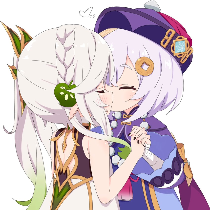 nahida, qiqi, and tamura yukari (genshin impact) drawn by azbchan1221