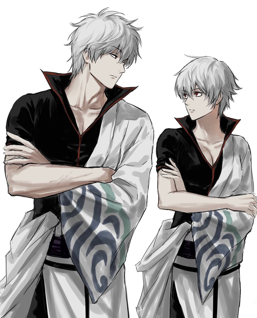 sakata gintoki and sakata ginko (gintama) drawn by sso_s