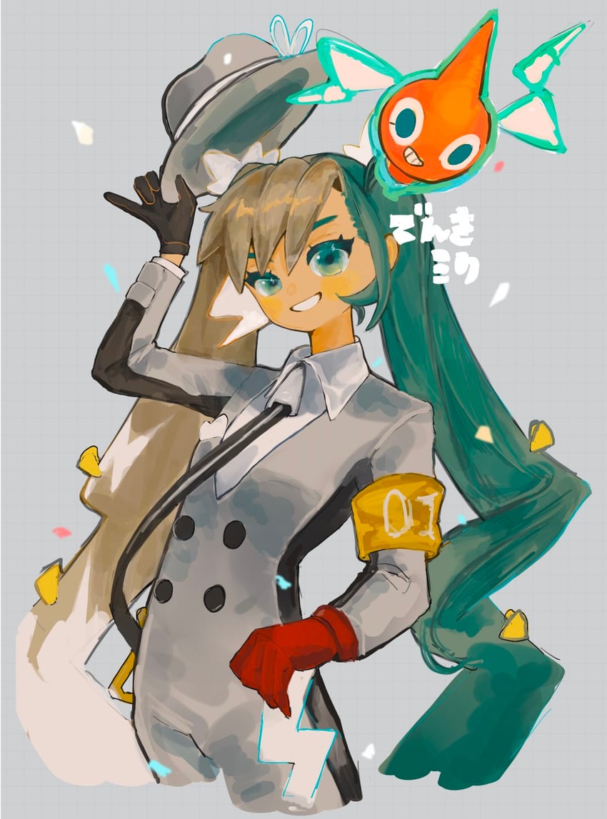 hatsune miku, rotom, and electric miku (pokemon and 2 more) drawn by pomopomoinu