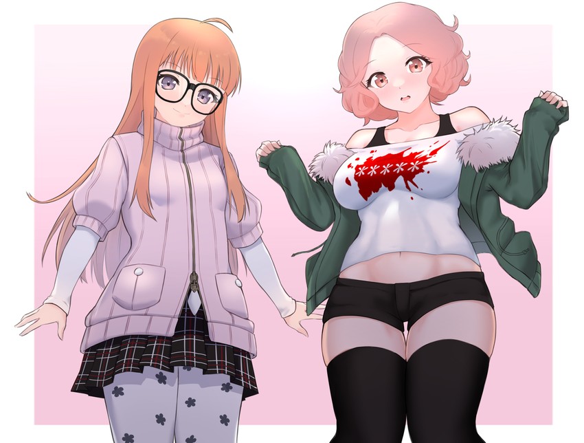 sakura futaba and okumura haru (persona and 1 more) drawn by reneph