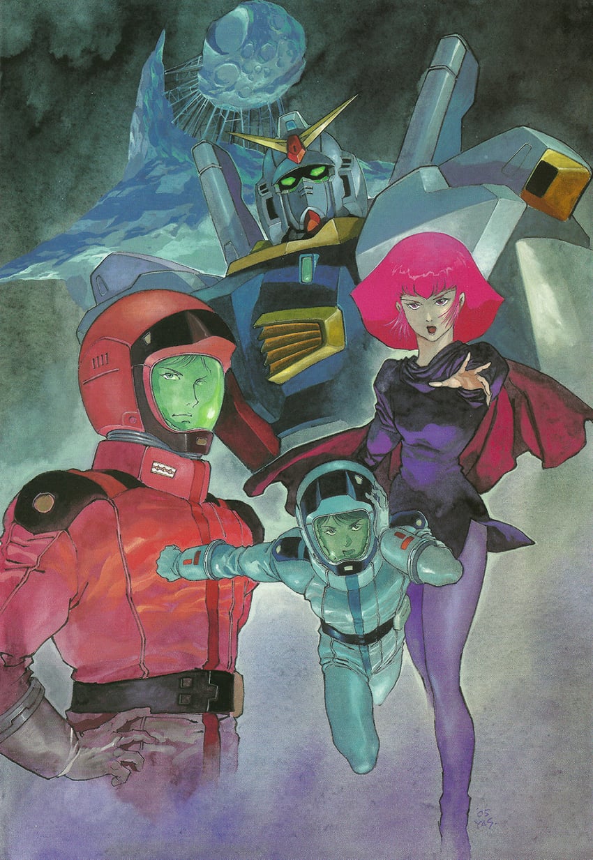 kamille bidan, haman karn, quattro bajeena, and gundam mk ii (gundam and 1 more) drawn by yasuhiko_yoshikazu