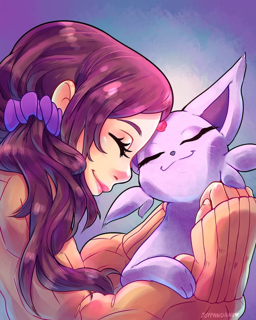 espeon and kurashiki akane (pokemon and 2 more) drawn by joypandaah