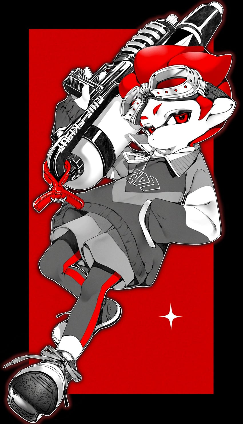 inkling player character and inkling boy (splatoon and 1 more) drawn by irokiiro