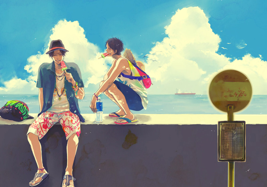monkey d. luffy and portgas d. ace (one piece) drawn by otonai