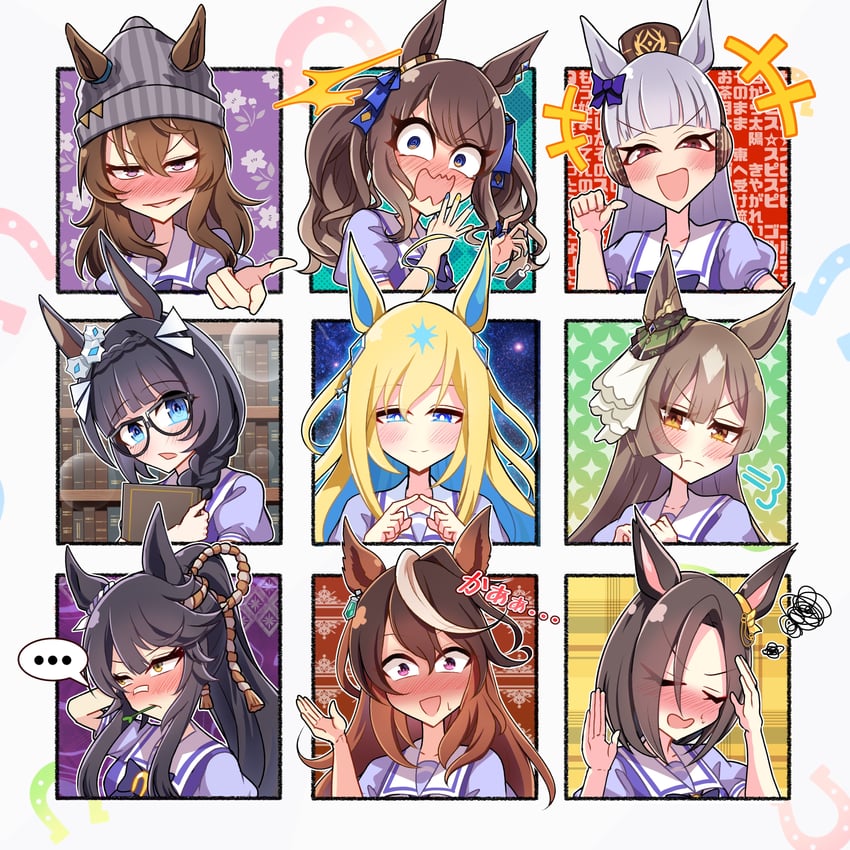 gold ship, satono diamond, symboli rudolf, narita brian, air groove, and 3 more (umamusume) drawn by a_passing_phantom
