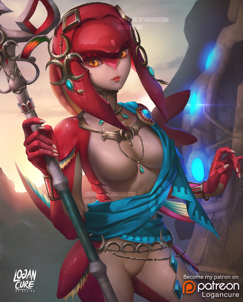 mipha (the legend of zelda and 1 more) drawn by logan_cure