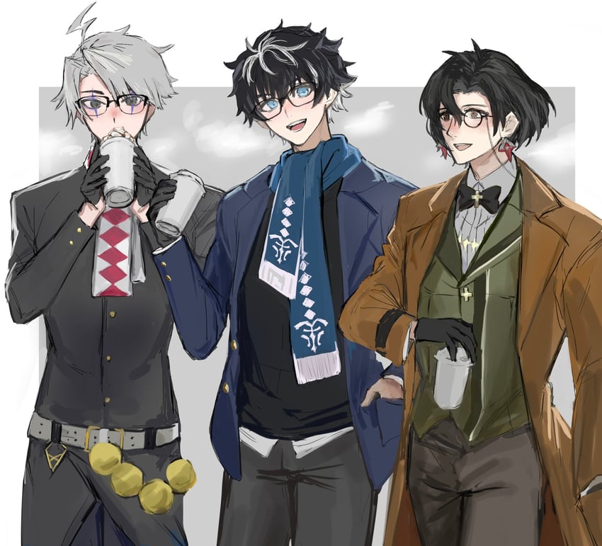 constantine xi, charlemagne, and james moriarty (fate and 1 more) drawn by shicoro16