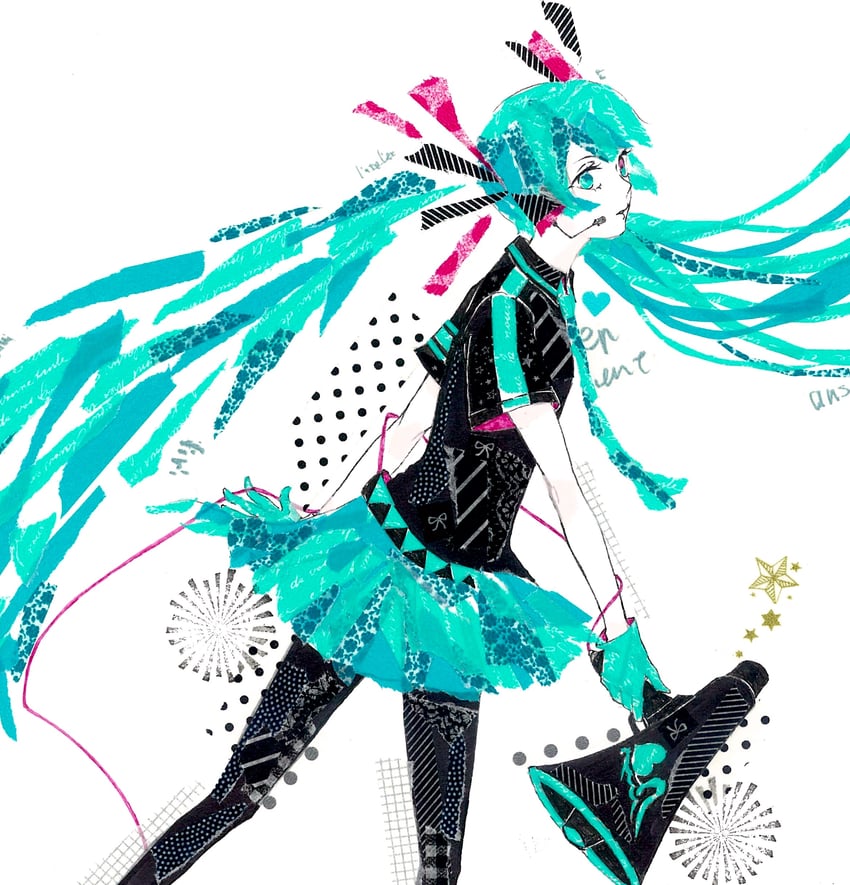 hatsune miku (vocaloid and 2 more) drawn by poncho_(ponpontyo_8)