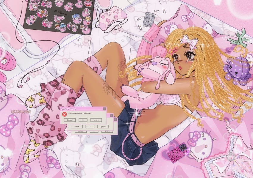 pikachu, hello kitty, my melody, my sweet piano, and angel (original and 7 more) drawn by cdollychan