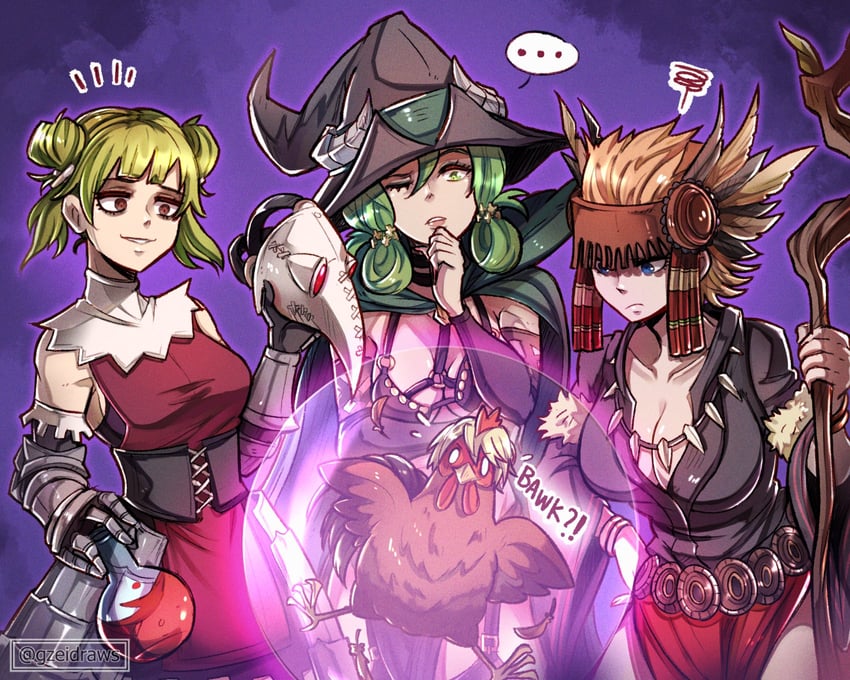 yahna, auch, tatiana, and selvie (unicorn overlord) drawn by gzei