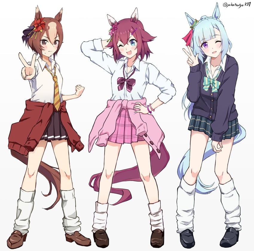 mejiro ardan, sakura chiyono o, and yaeno muteki (umamusume) drawn by chokin_tsucho