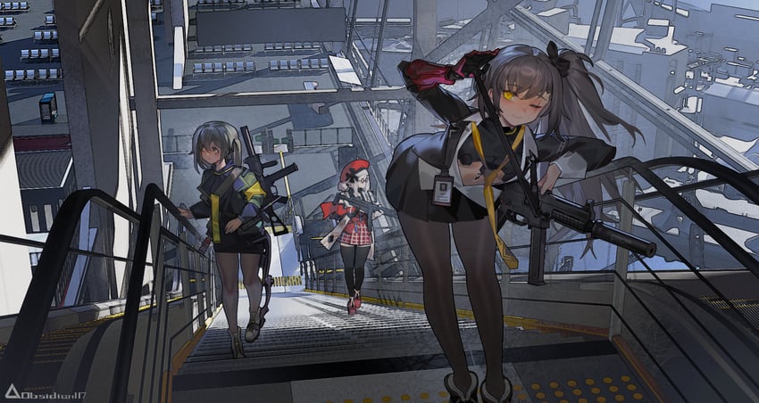 ump45, ump40, leva, mp5, and peri (girls' frontline and 1 more) drawn by obsidian117