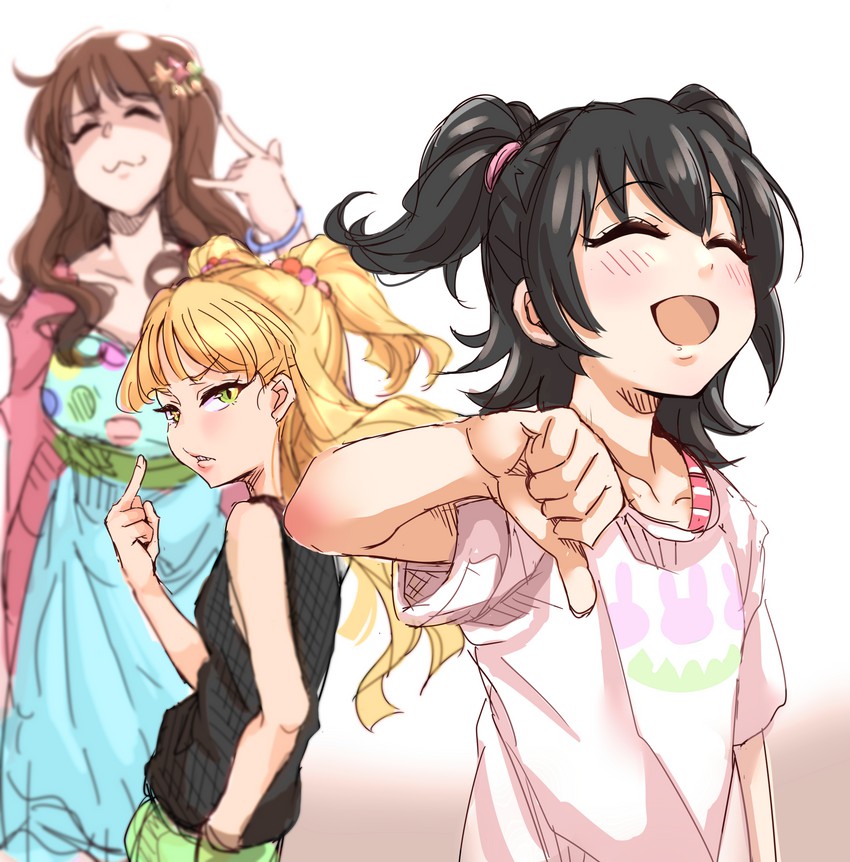 jougasaki rika, akagi miria, and moroboshi kirari (idolmaster and 1 more) drawn by shashaki