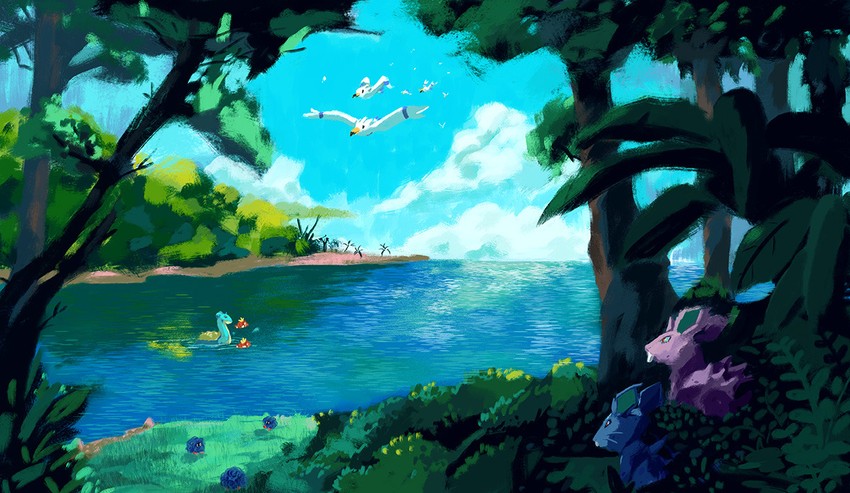 lapras, wingull, magikarp, tangela, and nidoran (pokemon) drawn by seaquinn