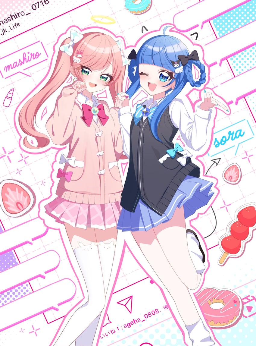 sora harewataru, nijigaoka mashiro, my melody, and kuromi (precure and 3 more) drawn by nananaya7370