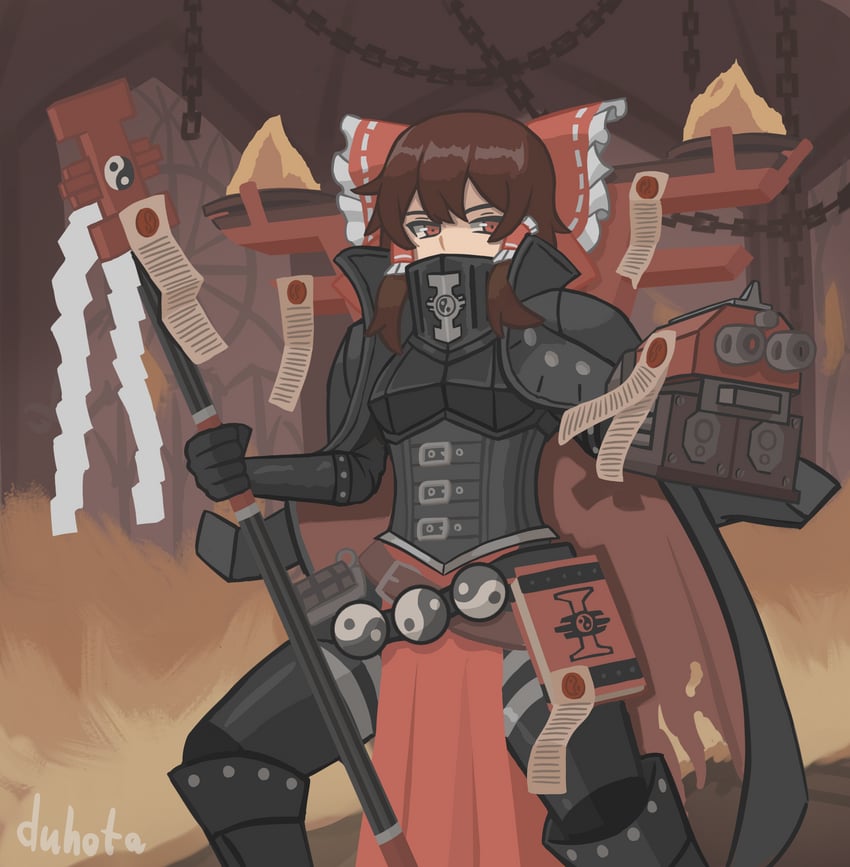 hakurei reimu (touhou and 1 more) drawn by duhota