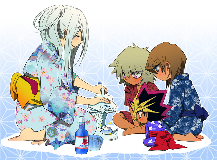 blue-eyes white dragon, atem, kisara, touzokuou bakura, and priest seto (yu-gi-oh! and 1 more) drawn by 922teruteru