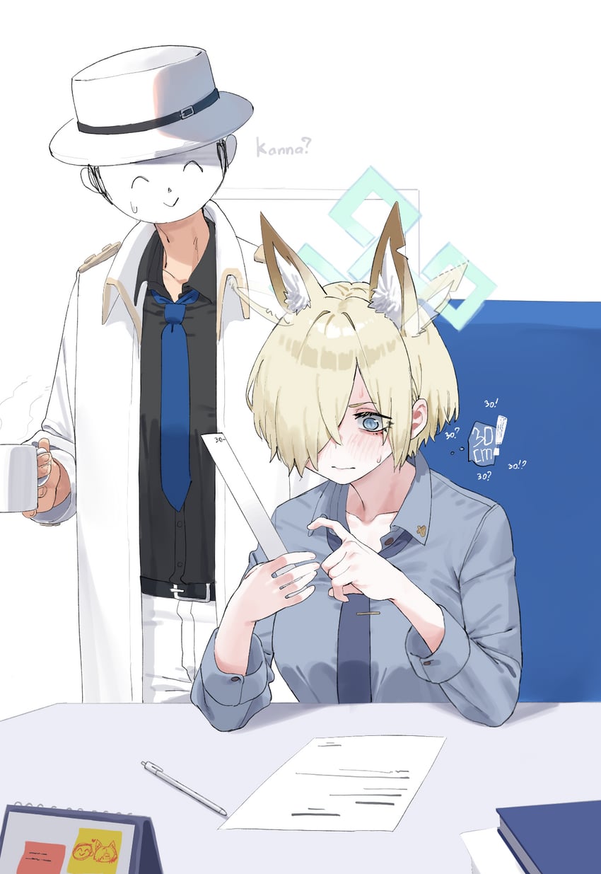 sensei, doodle sensei, and kanna (blue archive) drawn by lonklink
