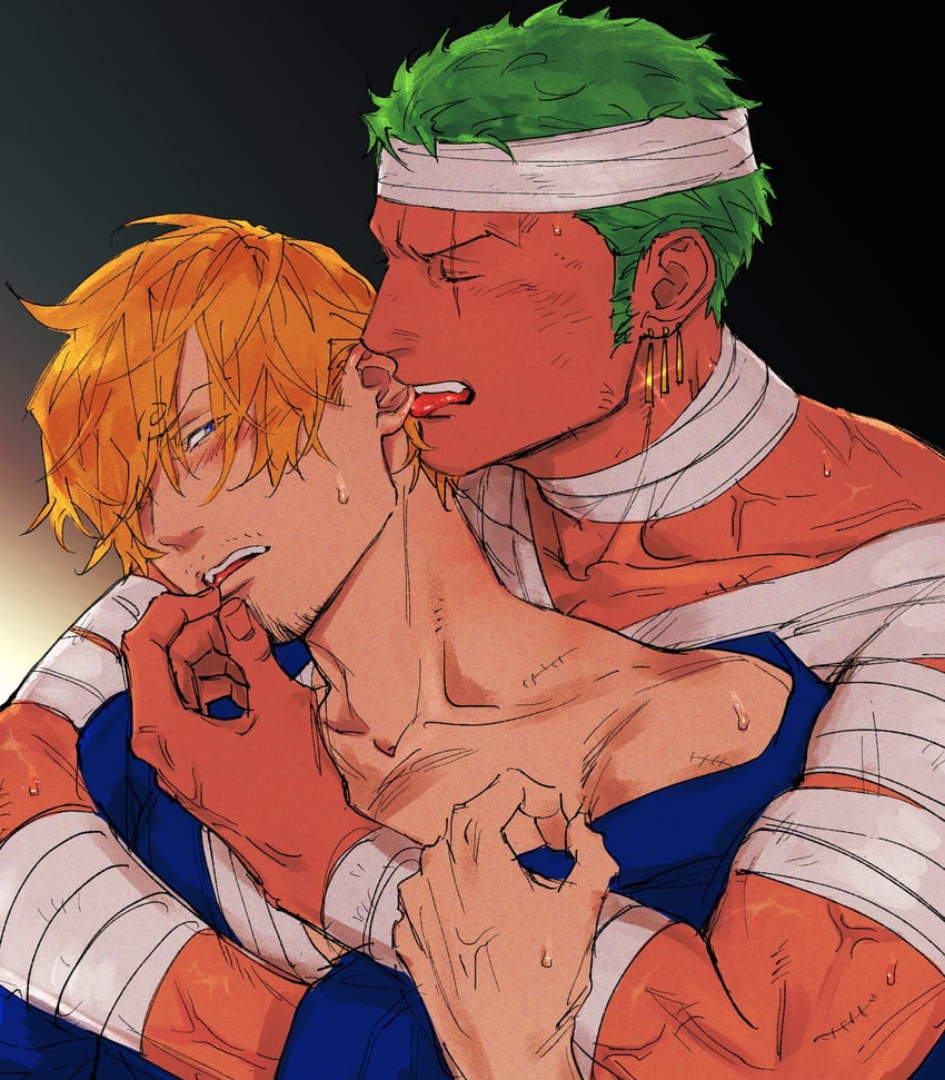 roronoa zoro and sanji (one piece) drawn by kzwtr8
