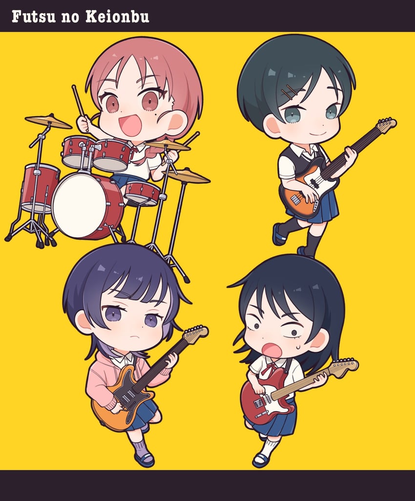 hatono chihiro, kouyama rin, fujii ayame, and uchida momo (futsuu no keion-bu) drawn by takamine_yotsuha