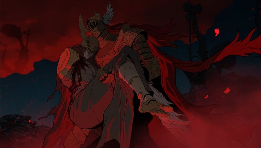 malenia blade of miquella and cleanrot knight finlay (elden ring) drawn by banished_shadow