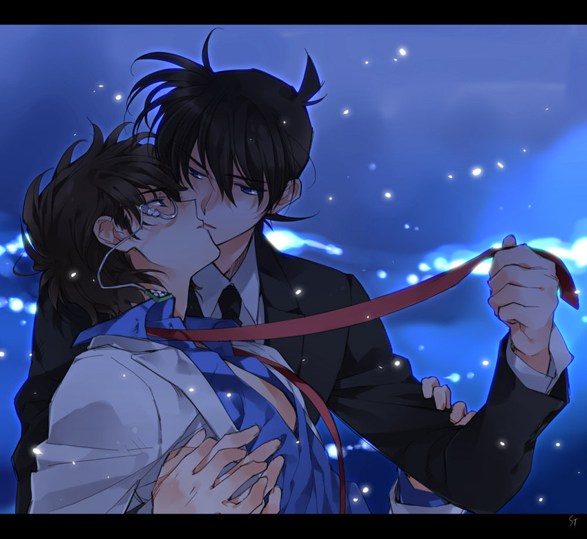 kudou shin'ichi and kaitou kid (meitantei conan and 1 more) drawn by toujou_sakana