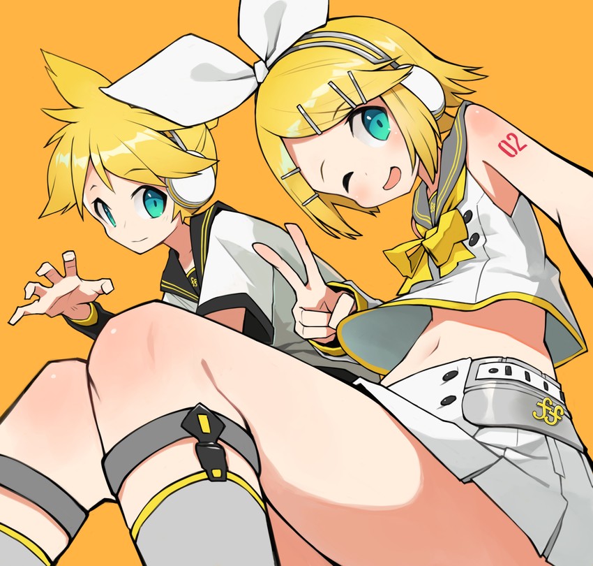 kagamine rin and kagamine len (vocaloid) drawn by hirokawa_desu