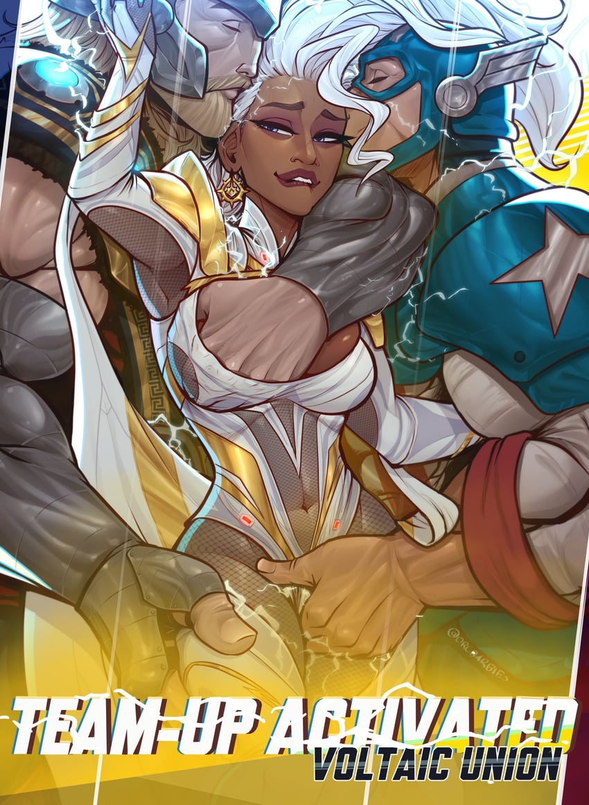 steve rogers, captain america, thor, and storm (marvel and 3 more) drawn by orcbarbies