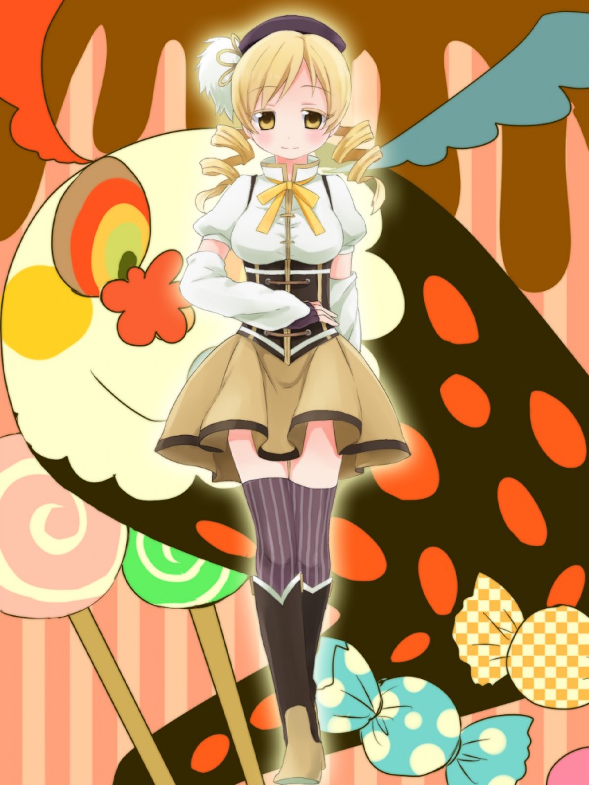tomoe mami and charlotte (mahou shoujo madoka magica) drawn by muta_(munimuni)