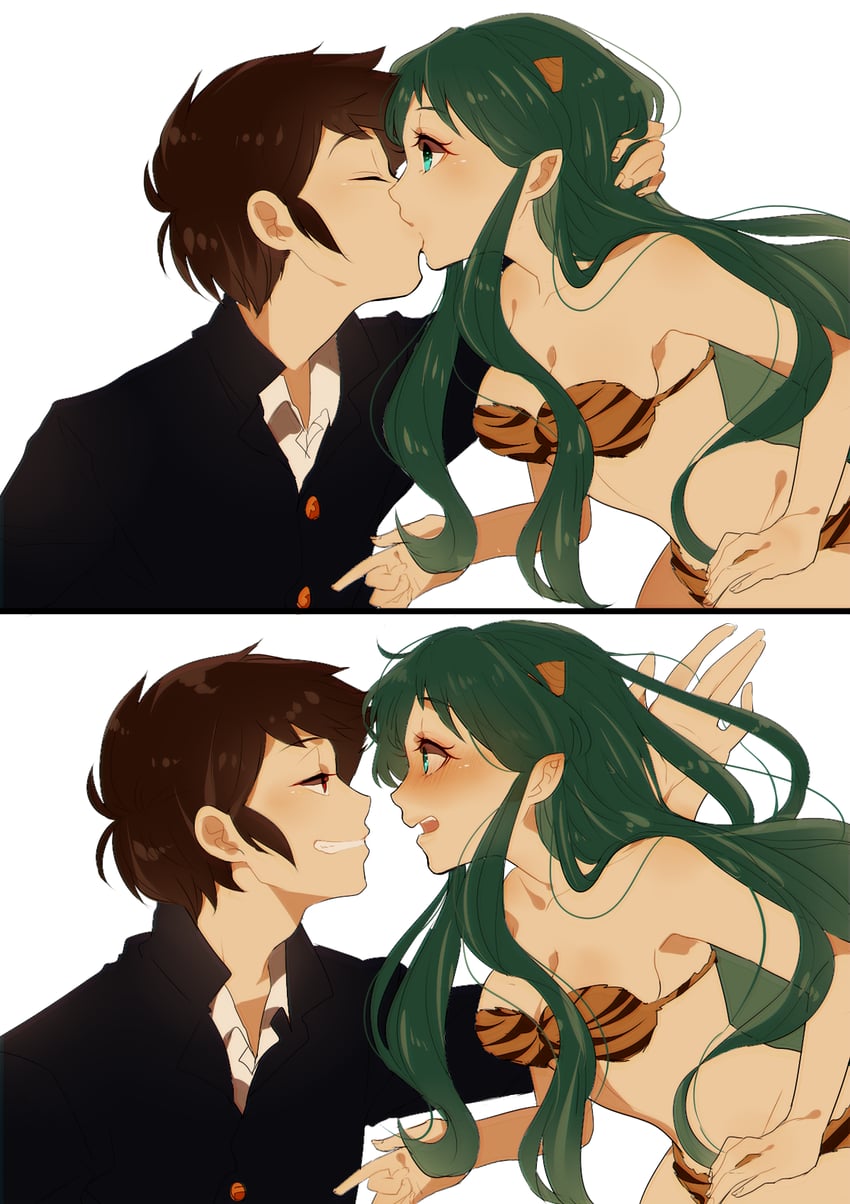 lum and moroboshi ataru (urusei yatsura) drawn by komomo1214