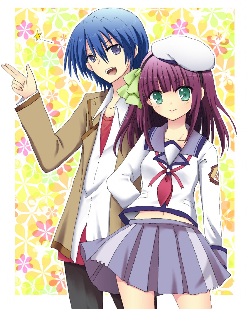 nakamura yuri and hinata hideki (angel beats!) drawn by nakamura_hinato
