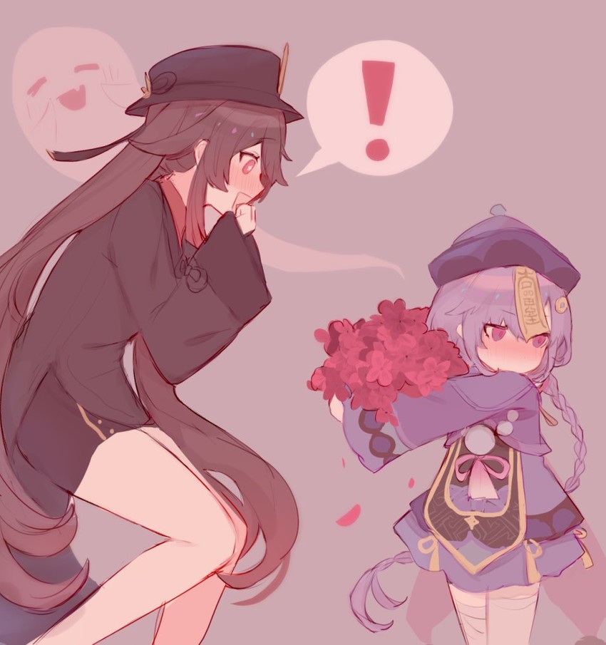 hu tao, boo tao, and qiqi (genshin impact) drawn by kvlen