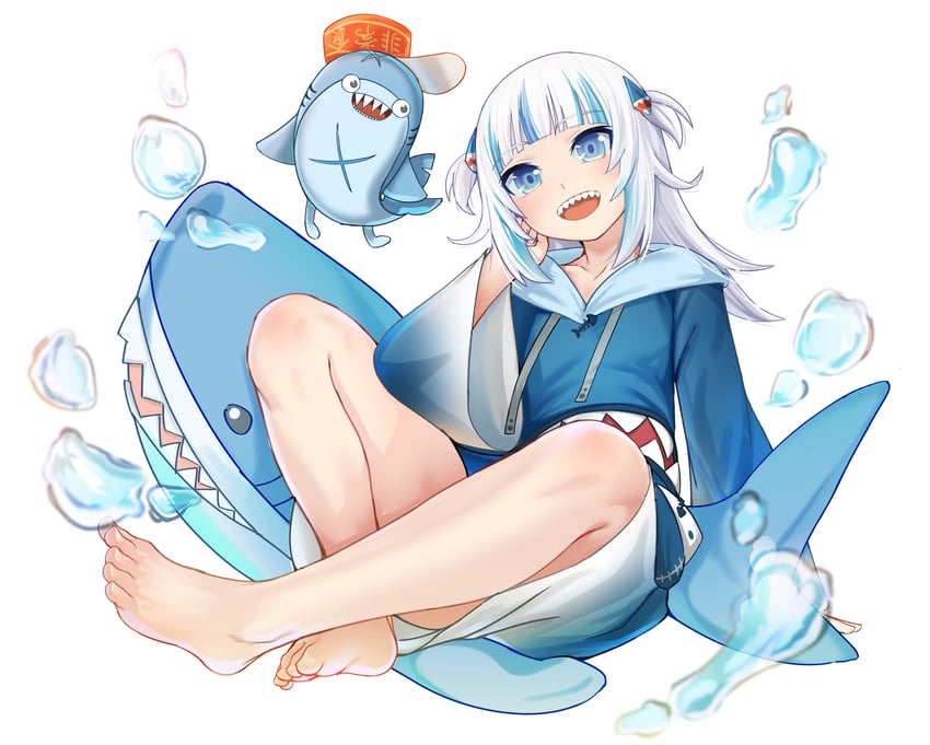 gawr gura and bloop (hololive and 1 more) drawn by tenjiku_nezumi