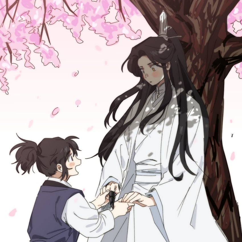 chu wanning and mo ran (erha he ta de bai mao shizun) drawn by bujang