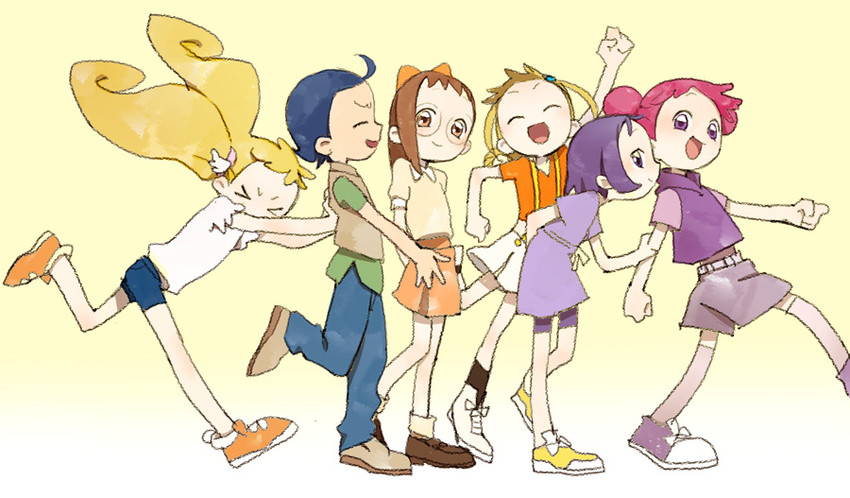 harukaze doremi, segawa onpu, fujiwara hazuki, senoo aiko, makihatayama hana, and 1 more (ojamajo doremi) drawn by midori_(ike)