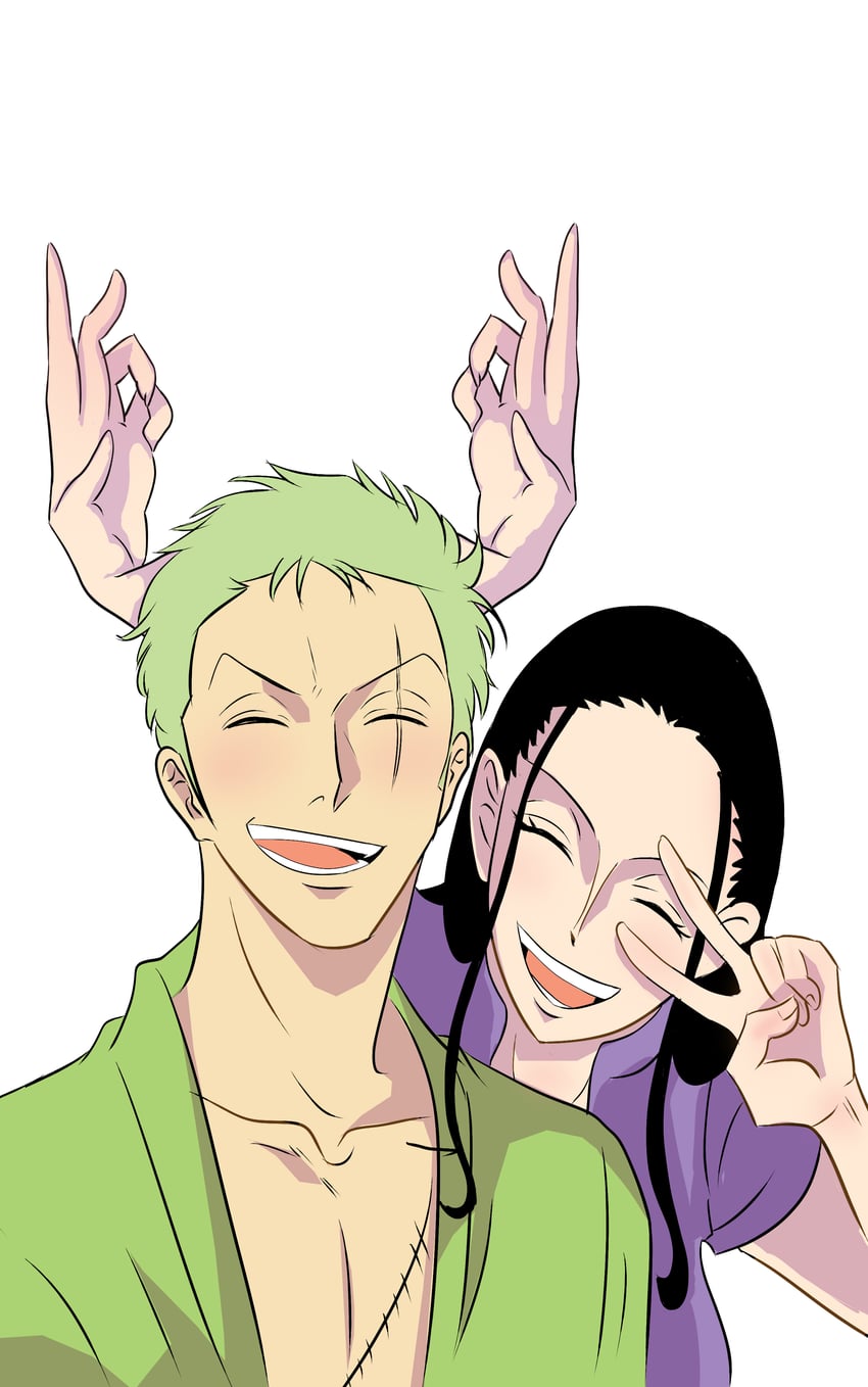 nico robin and roronoa zoro (one piece) drawn by bapak_buaya