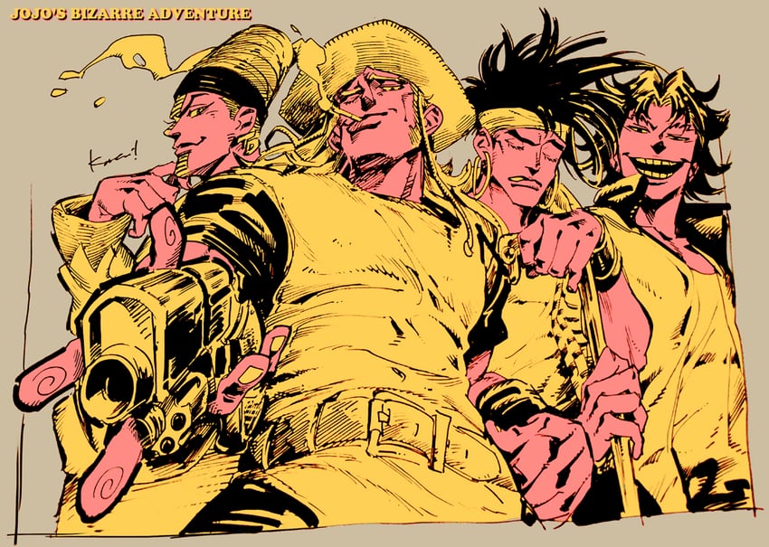terence t. d'arby, hol horse, n'doul, and steely dan (jojo no kimyou na bouken and 1 more) drawn by kotteri