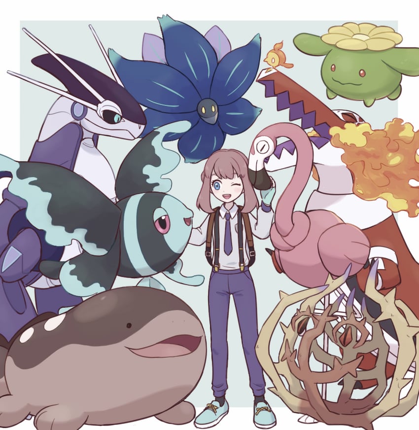 juliana, clodsire, miraidon, skiploom, skeledirge, and 5 more (pokemon and 1 more) drawn by 35yado