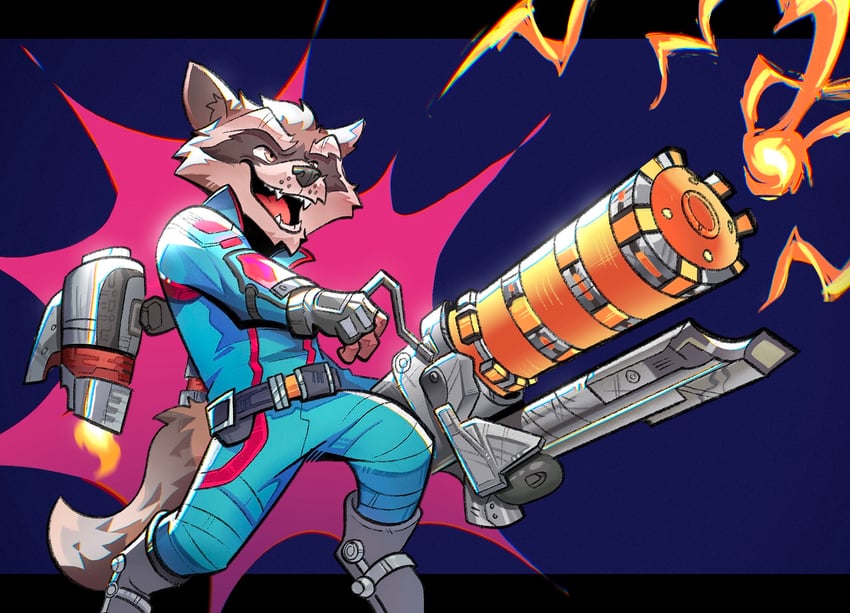 rocket raccoon (marvel and 2 more) drawn by kattoloaf
