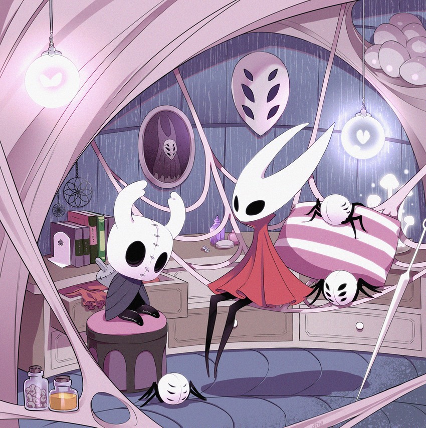knight, hornet, and herrah (hollow knight) drawn by arizuka_(catacombe)