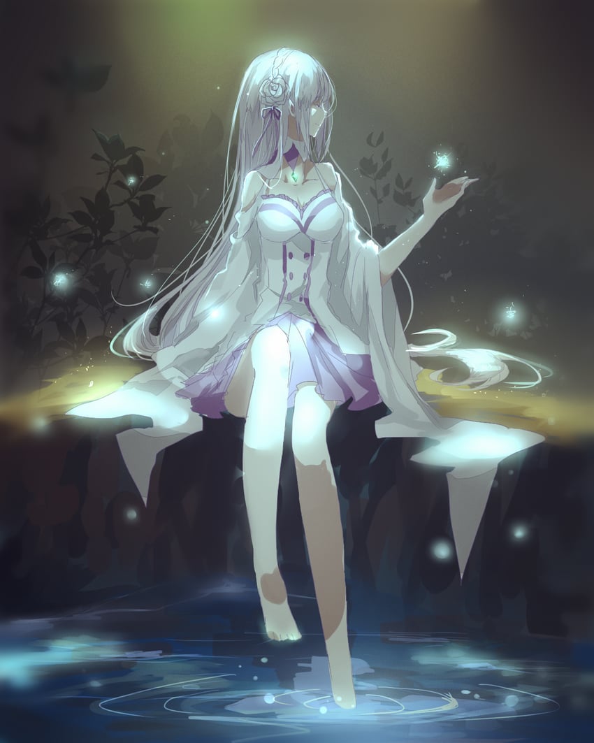 emilia (re:zero kara hajimeru isekai seikatsu) drawn by koe_(aydllie)