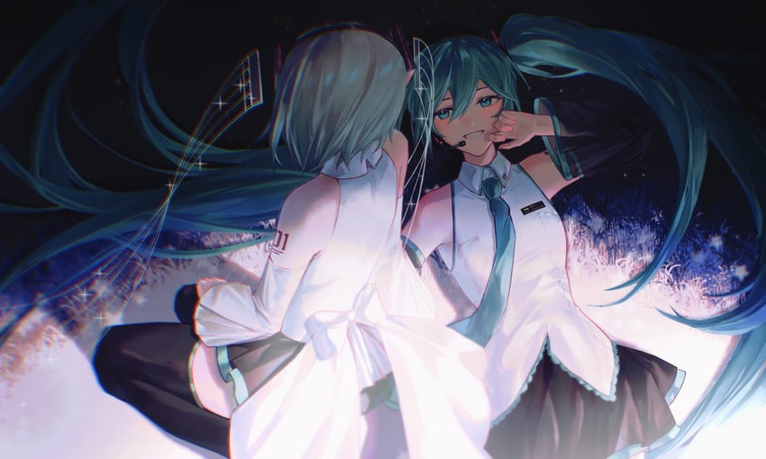 hatsune miku (vocaloid and 1 more) drawn by zhou_huan_(dgpe2833)