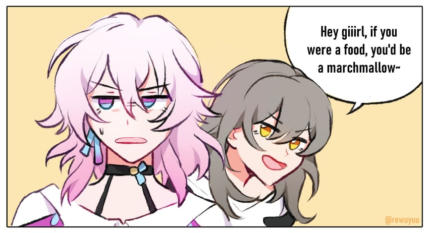trailblazer, stelle, and march 7th (honkai and 1 more) drawn by rewuyuu