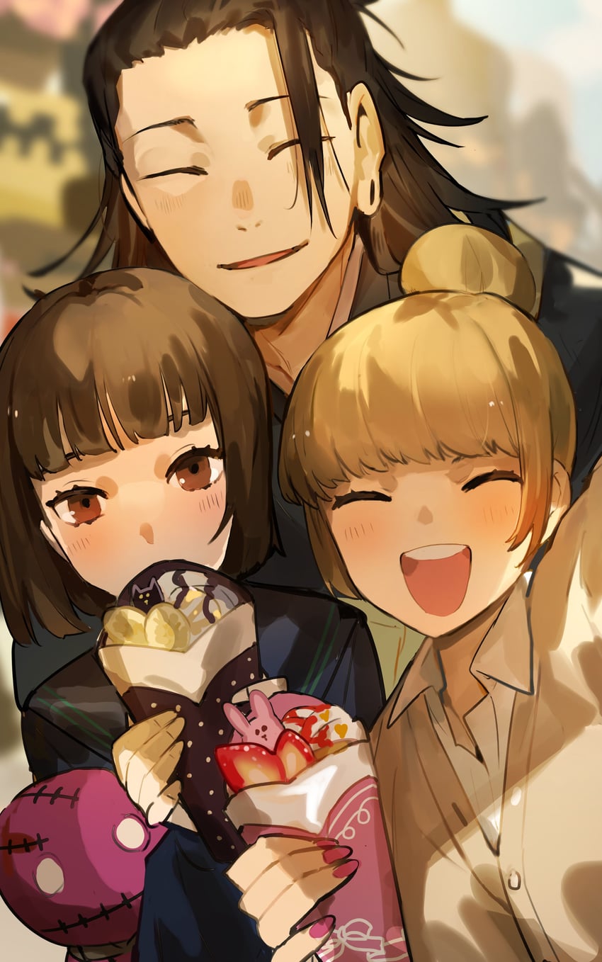 getou suguru, mimiko, and nanako (jujutsu kaisen) drawn by natsuko_(summer_525528)