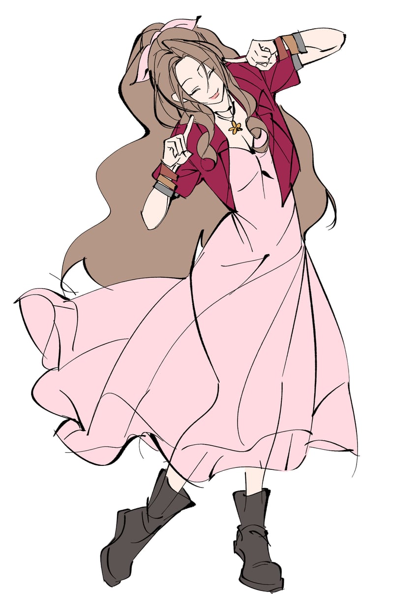 aerith gainsborough (final fantasy and 2 more) drawn by mianmian741