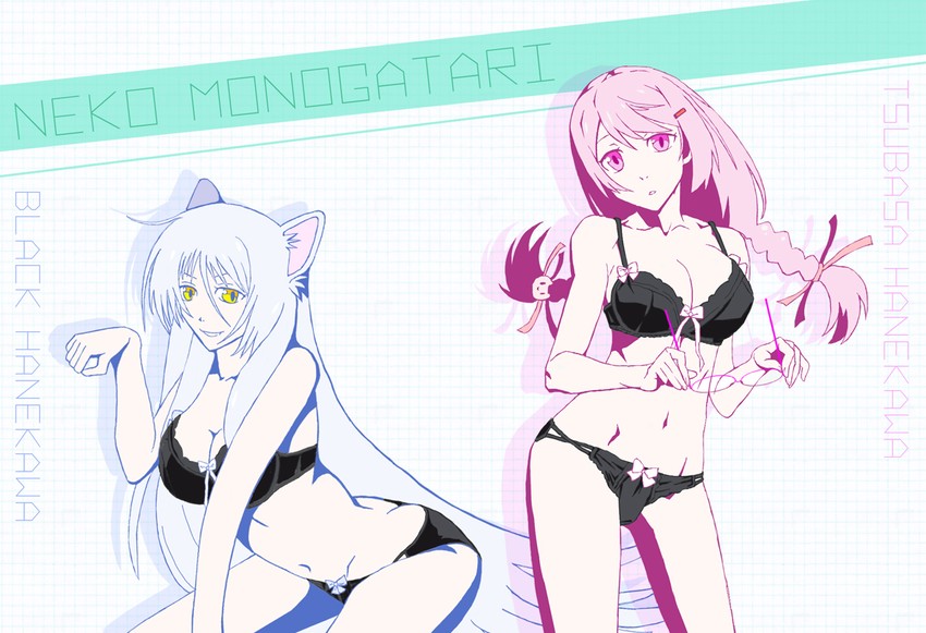 hanekawa tsubasa and black hanekawa (monogatari and 2 more) drawn by azusa_nigo