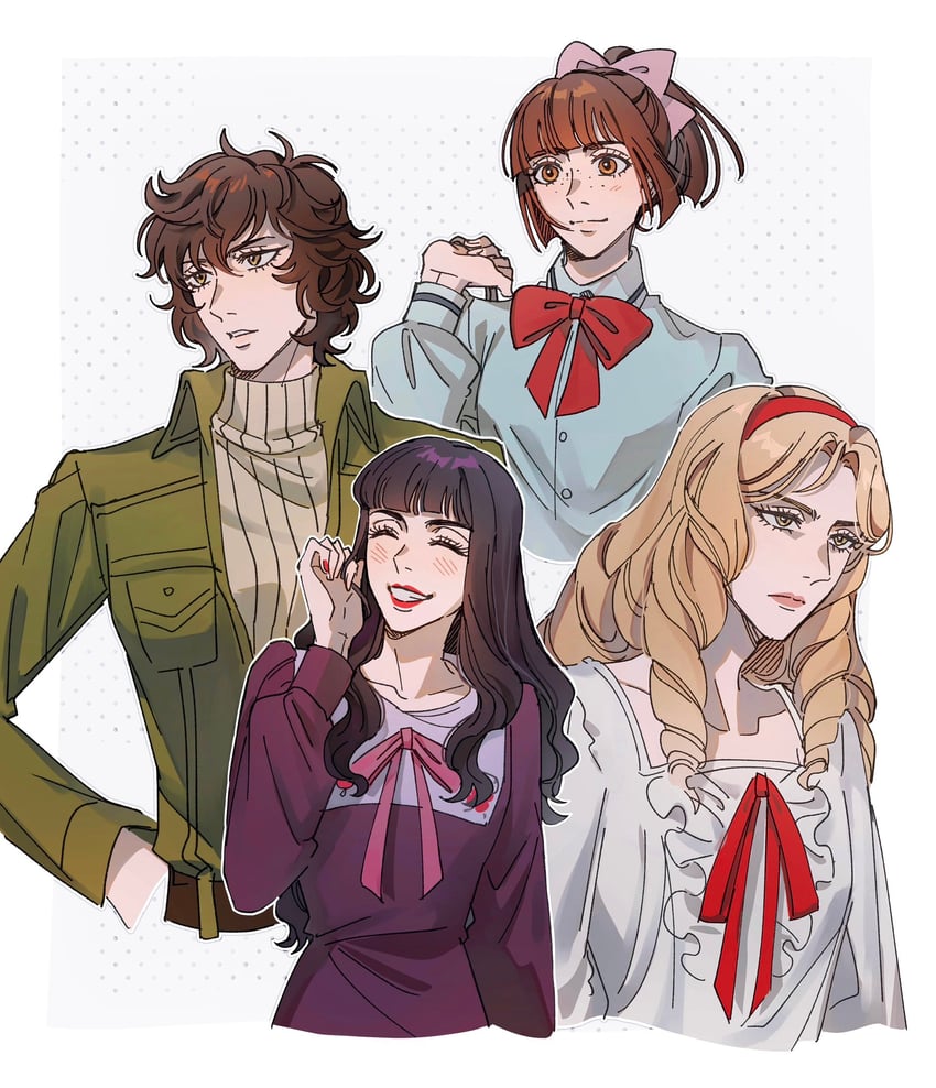 shinobu mariko, orihara kaoru, ichinomiya fukiko, and arikura tomoko (oniisama e...) drawn by seirorath