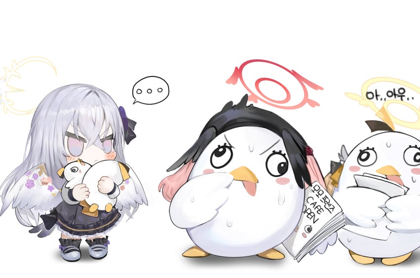 koharu, hifumi, azusa, and peroro (blue archive) drawn by dokomon
