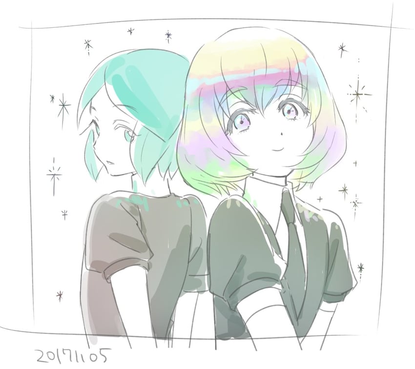 phosphophyllite and diamond (houseki no kuni) drawn by tana_taba