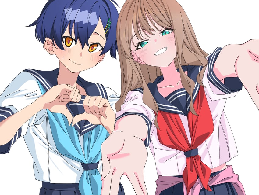 minami yume and asanaka yomogi (gridman universe) drawn by isme